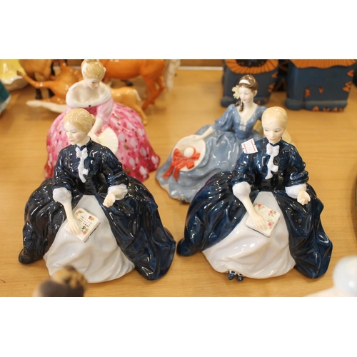 184 - Six Royal Doulton figurines to include My Love, Victoria, etc.