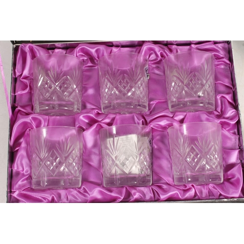 189 - Six Edinburgh Crystal whisky tumblers and pair of Edinburgh Crystal flutes.