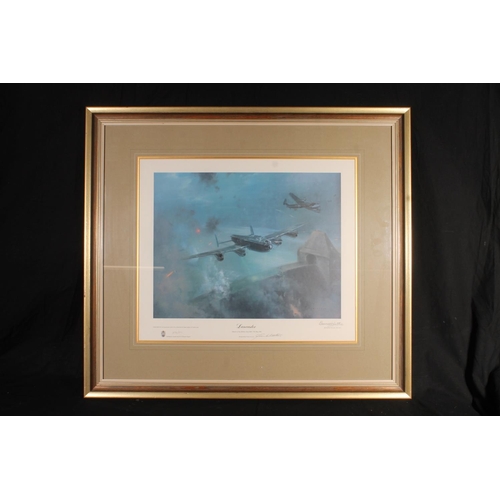 507 - FRANK WOOTON, Lancaster Attack on the Mohne Dam 1943, print, pencil signed by the artist and Sir Bar... 