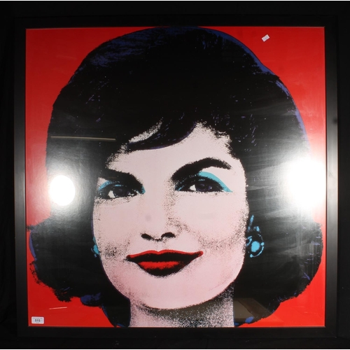 515 - After ANDY WARHOL, Jackie 1964, poster print, 90cm x 90cm, frame 98cm x 98cm and a print of lighthou... 