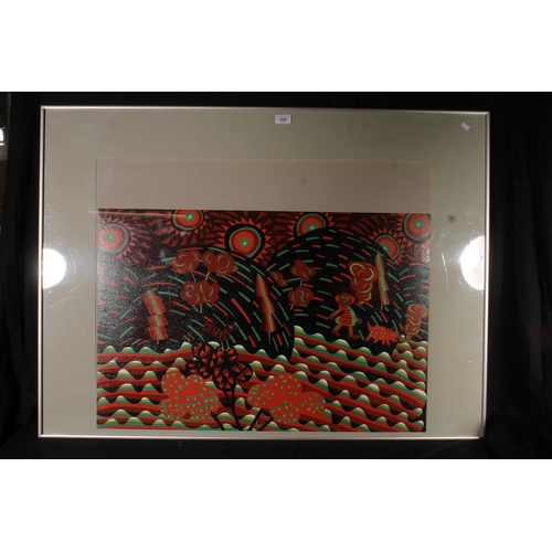 525 - IAN MACINTYRE (Scottish Contemporary), Frosty Night, linocut, 54cm x 80cm, frame 81cm x 110cm. Scott... 