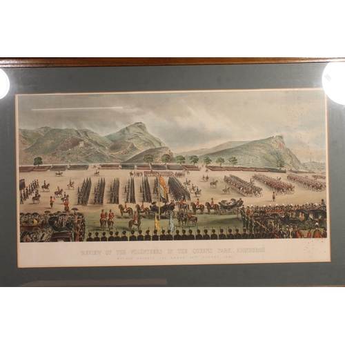 544 - W & A K JOHNSTON, Review of the Volunteers in the Queens Park Edinburgh 1881, 39cm x 80c, frame ... 