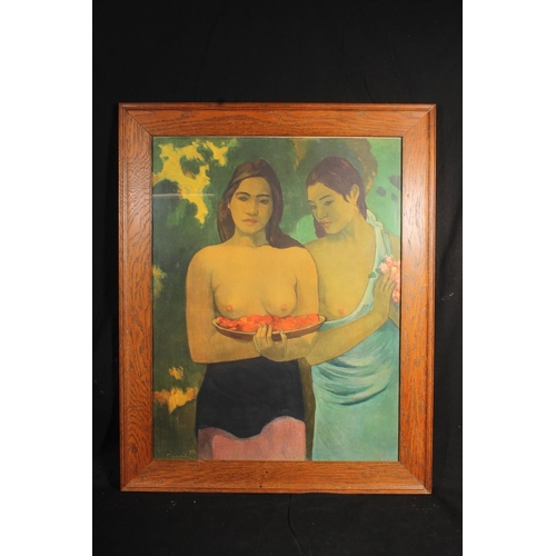 548 - After GAUGUIN, Women with Mangos, collotype print, 76cm x 58cm, oak frame 92cm x 74cm.