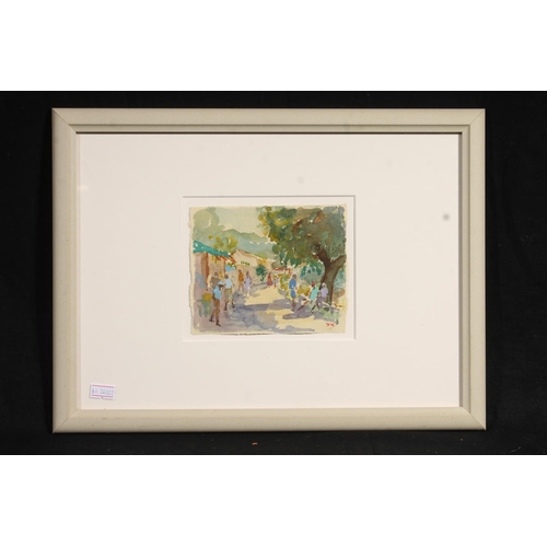 571 - DAVID WOOD, Ile De Marguerite - South of France, watercolour on coloured paper, signed with initials... 