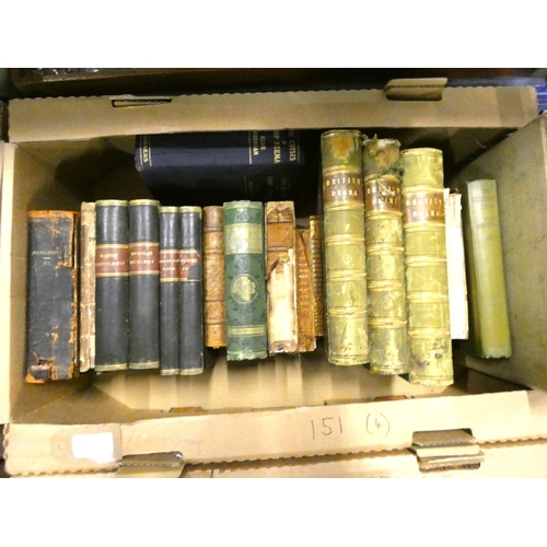 151 - Various.  4 cartons of various vols. incl. some calf bound, literature, some Scottish, etc., many in... 