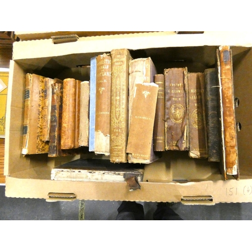 151 - Various.  4 cartons of various vols. incl. some calf bound, literature, some Scottish, etc., many in... 