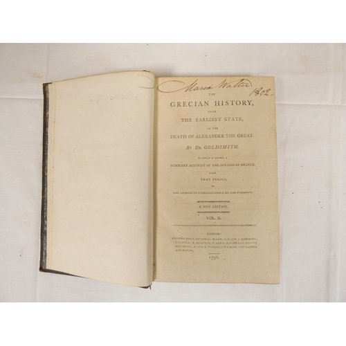 174 - GOLDSMITH DOCTOR.  The Grecian History From the Earliest State to the Death of Alexander t... 