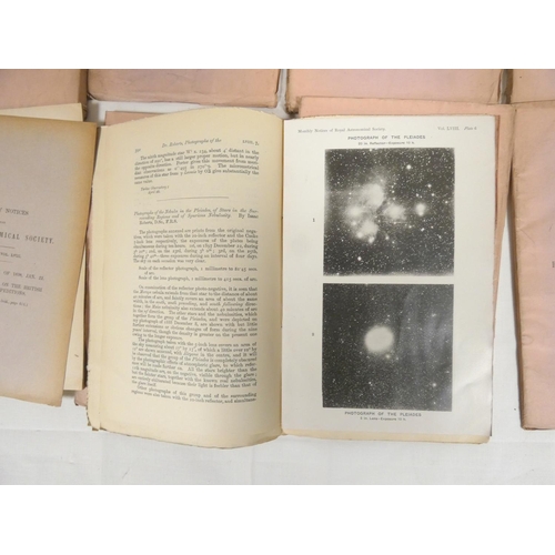 200 - ROYAL ASTRONOMICAL SOCIETY.  Monthly Notices. 204 various issues. Includes two of the few works by L... 