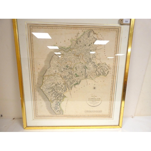 206 - CARY JOHN.  A New Map of Cumberland ... Exhibiting Its Roads, Rivers, Parks &c. Framed... 