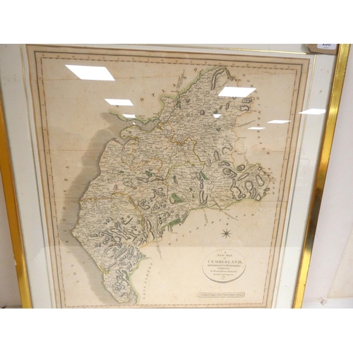 206 - CARY JOHN.  A New Map of Cumberland ... Exhibiting Its Roads, Rivers, Parks &c. Framed... 