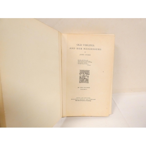 207 - FISKE JOHN.  Old Virginia & Her Neighbours. 2 vols. Double page map. Orig. maroon clot... 