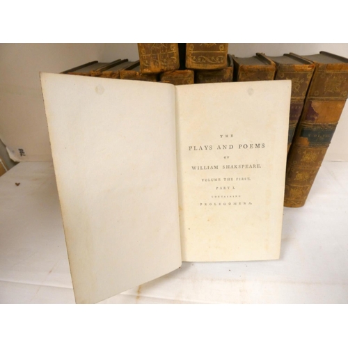 214 - MALONE EDMOND (Ed).  The Plays & Poems of William Shakspeare. 10 vols. in eleven. Eng. frontis t... 