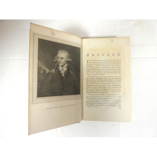 214 - MALONE EDMOND (Ed).  The Plays & Poems of William Shakspeare. 10 vols. in eleven. Eng. frontis t... 