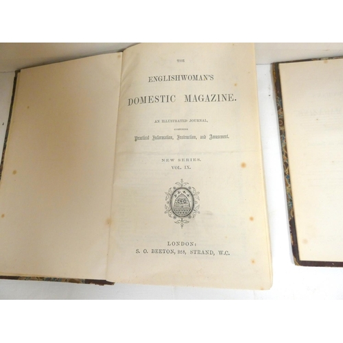 219 - BEETON S. O. (Pubs).  The English Woman's Domestic Magazine. New Series, vols. 5 to 9. Worn bdgs. bu... 