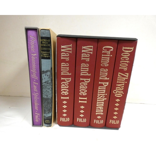 268 - FOLIO SOCIETY.  Great Russian Novels. 4 vols. in slip case, & 2 others.