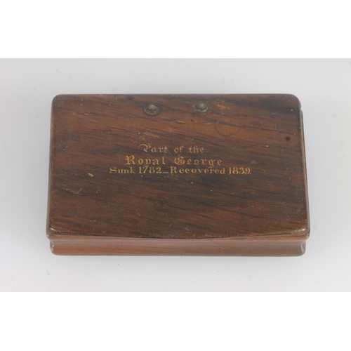 366 - Early Victorian snuff box formed from part of The Royal George sunk 1782 and recovered in 1839. ... 