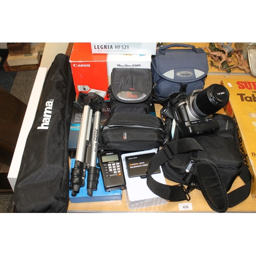 458 - Canon cameras, tripod, etc.