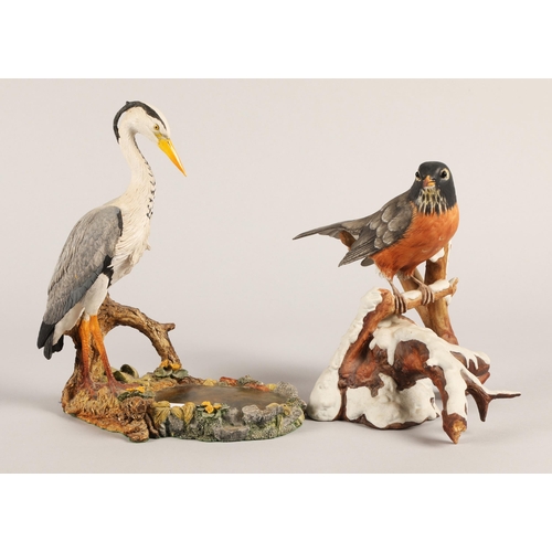 5 - Wildtrack Wildlife Art figurine of a heron, and a Capodimonte figure of a bird limited edition no. 5... 