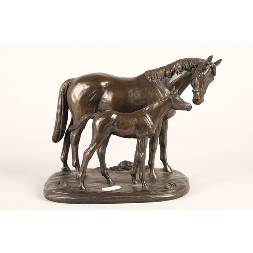 9 - Minerva Fine Arts bronzed figurine of horse and foal