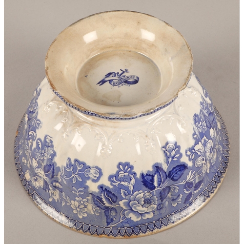 24 - 19th c. ceramic Pug dog, a Bosporus pattern blue and white comport and two Royal Vienna Wahliss bisq... 