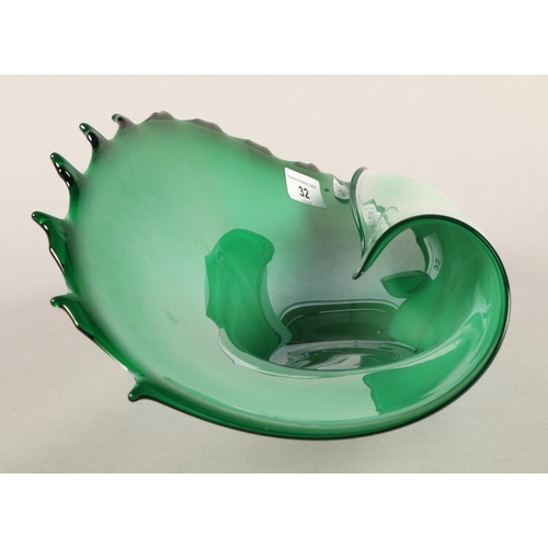 32 - Art glass sculptural dish of naturalistic form. 45cm