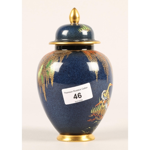 46 - Carlton ware 'Bleu Royale' lidded baluster vase, 18cm h