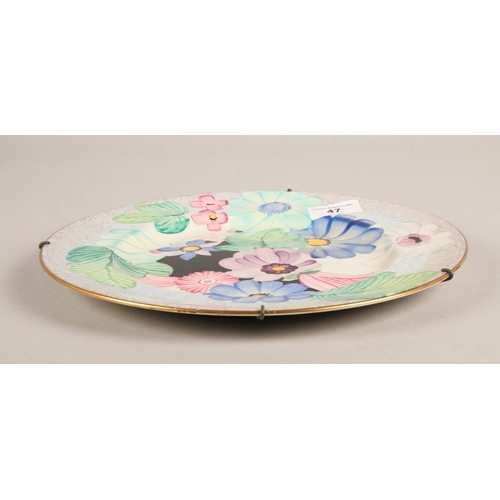 47 - Gray's Pottery hand painted flower plate, 27cm diameter