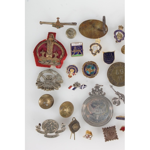 673R - Group of badges to include Perth Academy Dux medal 1865-1866 presented by 'Archd Turnbull Esq' to 'W... 