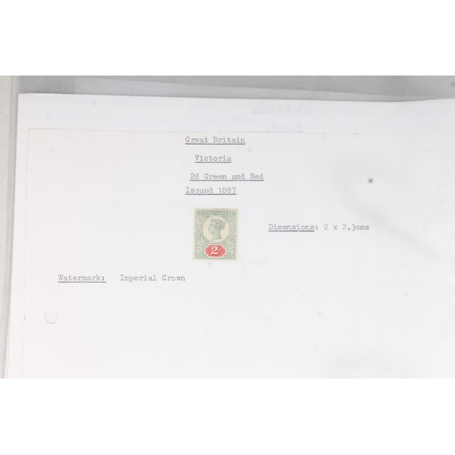 654 - Stamp collection held in one red covered ring binder folder comprising GREAT BRITAIN GB Queen Victor... 