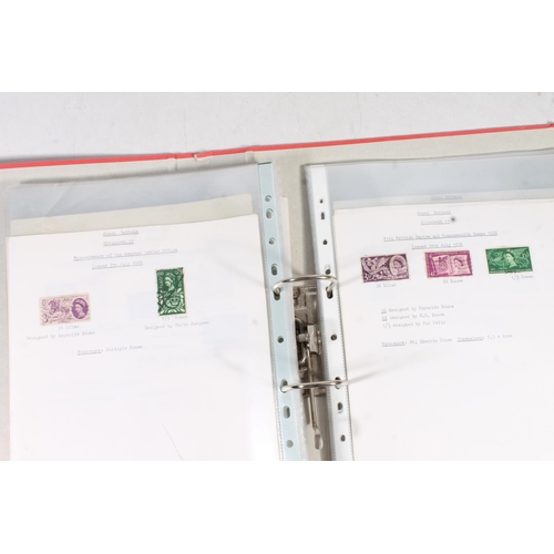 654 - Stamp collection held in one red covered ring binder folder comprising GREAT BRITAIN GB Queen Victor... 