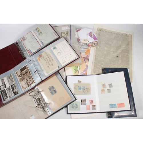 661 - Stamp and postcard collection held across six albums to include one binder containing reciepts and l... 