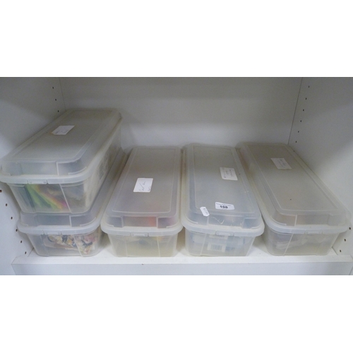 108 - Collection of fly-tying equipment and accessories (one shelf).