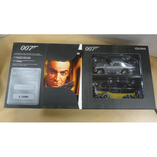 11 - Collection of boxed model vehicles including Sean Connery 007 set, Britains tractors, Norton Command... 