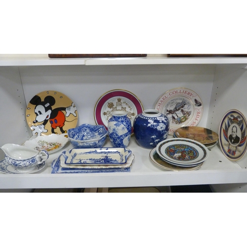 110 - Collection of decorative items including collector's plates, Copeland Spode blue and white bowl, san... 