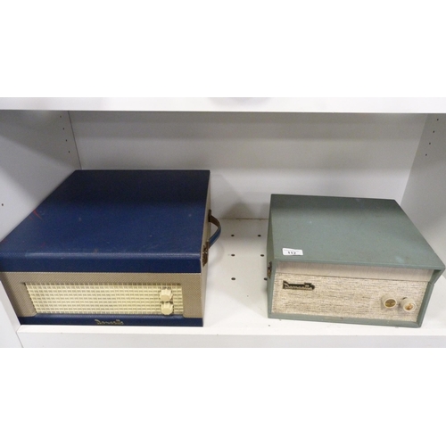 112 - Two Dansette record players (one shelf).  (2)