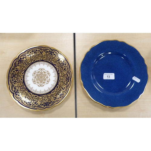 13 - Cauldon England blue and gilt ornate dessert service comprising plates, dishes etc., also four T Goo... 