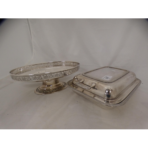 167 - Silver plated ware to include entrée dish and cover, Walker & Hall pedestal bowl, sugar s... 