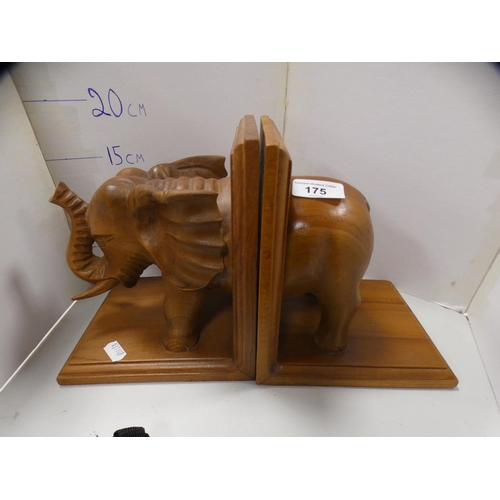 175 - Pair of elephant bookends, pair of binoculars etc.