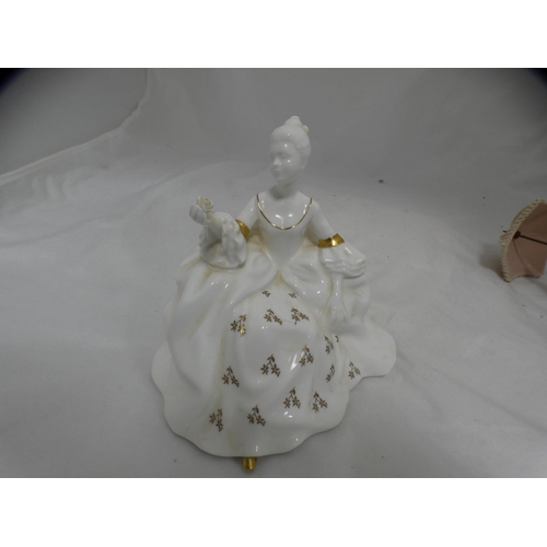 195A - Royal Doulton figure, 'Antoinette', and a Lladro figure of a lady with a parasol.  (2)