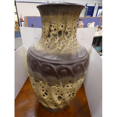 196 - West German pottery vase, 52cm high.