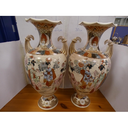 197 - Pair of Satsuma vases and another.  (3)