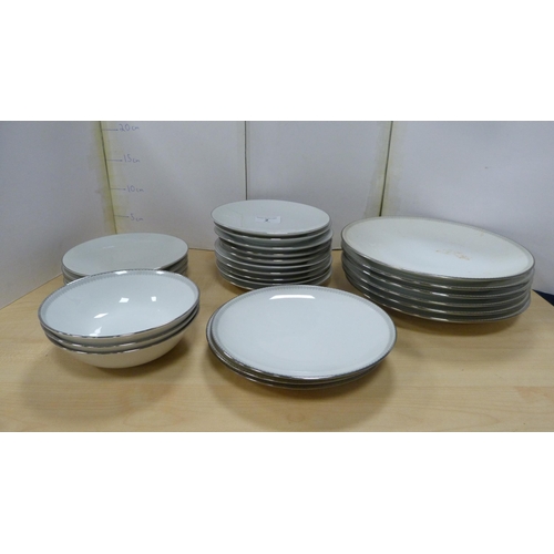 2 - German grey-decorated part dinner service.