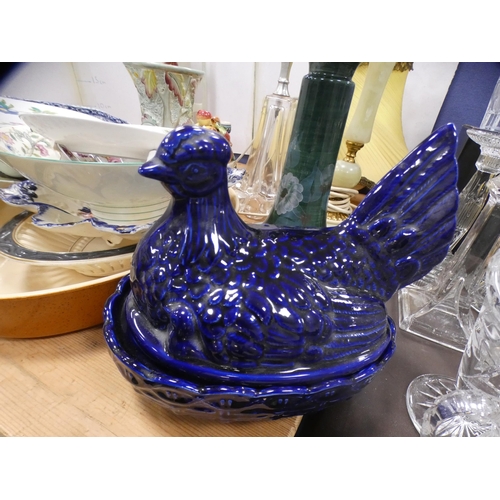 204A - Quantity of assorted plates, table lamps, hen tureen etc.