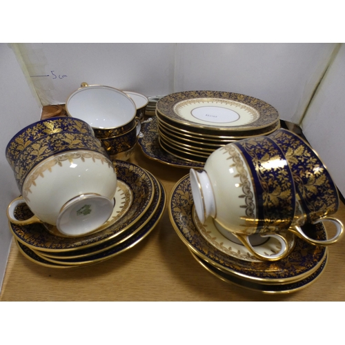 209 - Aynsley blue and gilt part tea set and a Phoenix china part tea set.