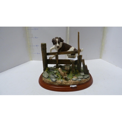 241 - Border Fine Arts model of a springer spaniel and a rabbit (liver and white).