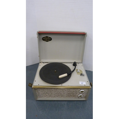 27 - Philips Disc Jockey Junior record player, Baird record player and a Playtime record player. (3)