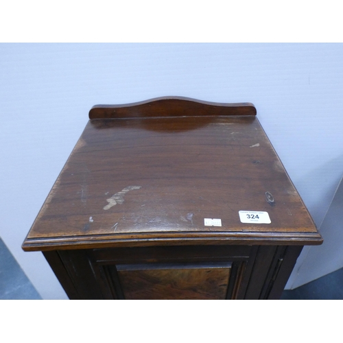 324 - Late Victorian mahogany and rosewood veneered bedside cabinet, 80cm high.