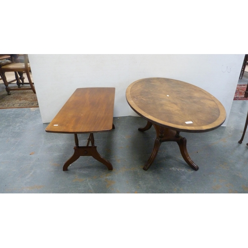 333 - Oval table on quadripartite supports and a rectangular shaped-top table.  (2)