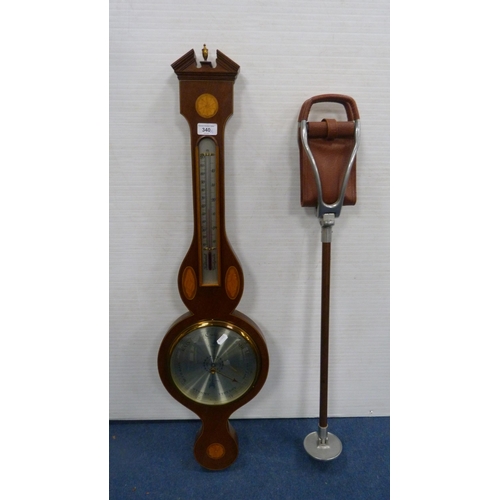 340 - Shooting stick and a banjo barometer.  (2)