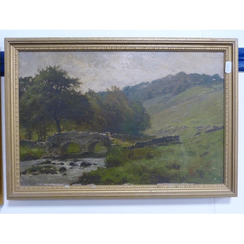 36 - George Wright of AnnanBy the RiverSigned and dated 1906, oil, and another oil of a bridge.  (2)... 